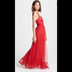 STAUD Mandy Tulle Red Dress NWT